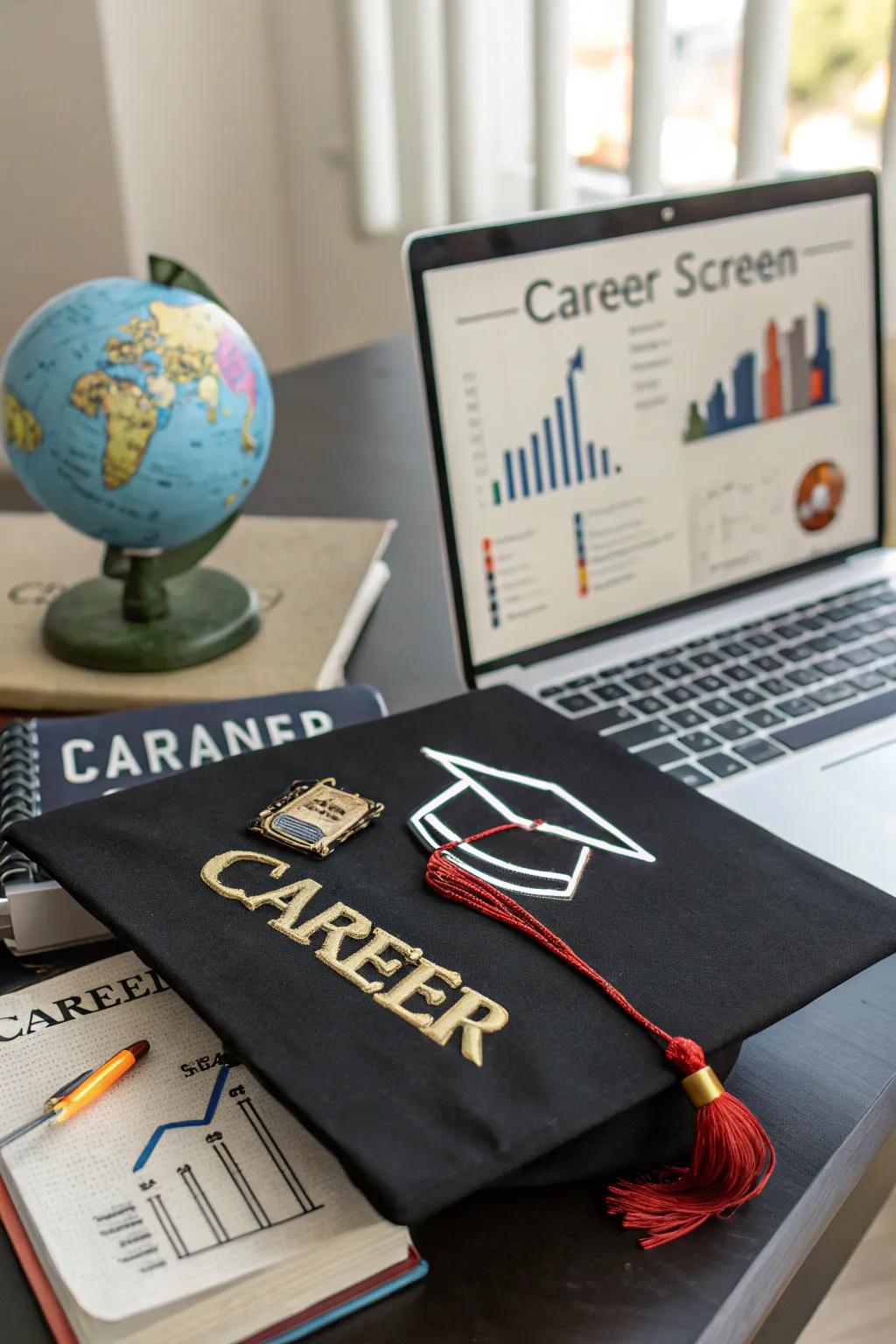 Look forward to the future with career symbols on your cap.