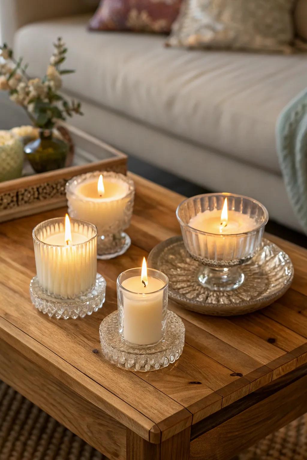 Handcrafted candles to create a cozy ambiance.