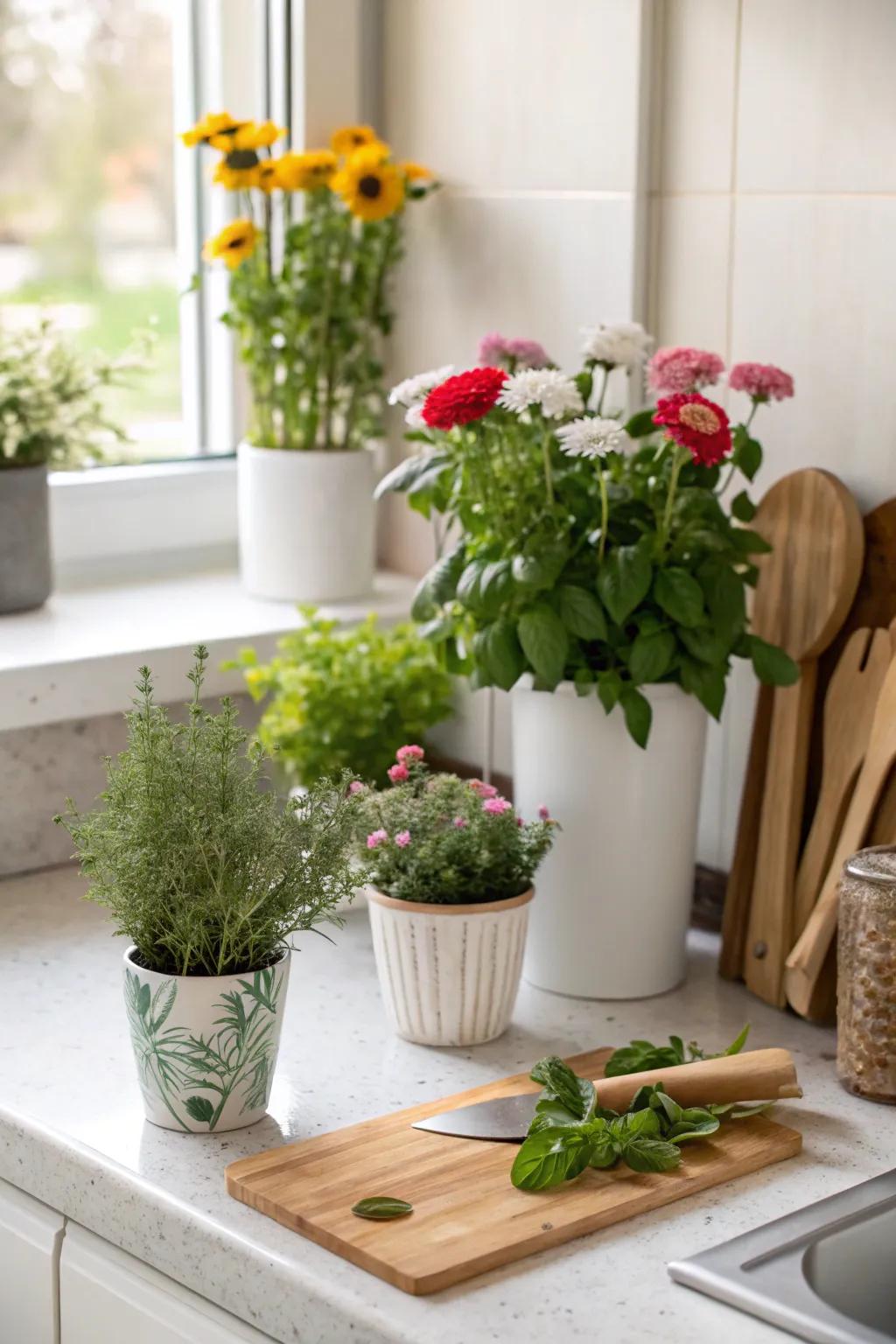 Greenery adds freshness and life to your kitchen.