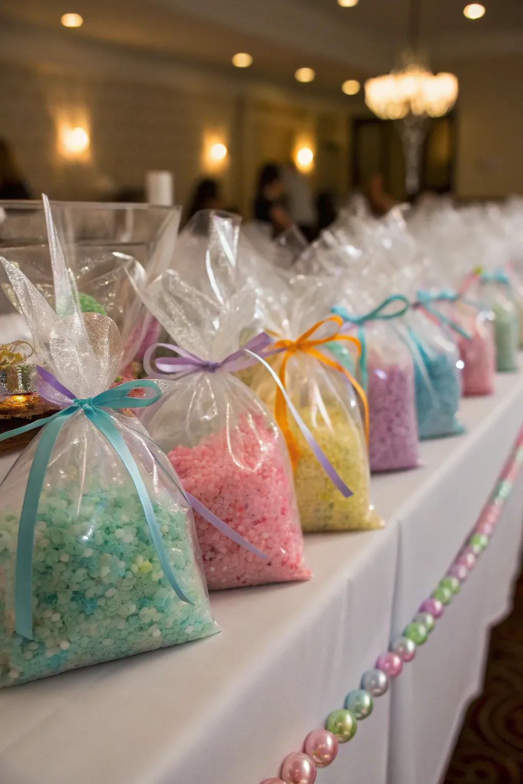 Cellophane bags make Epsom salts a beautiful gift option