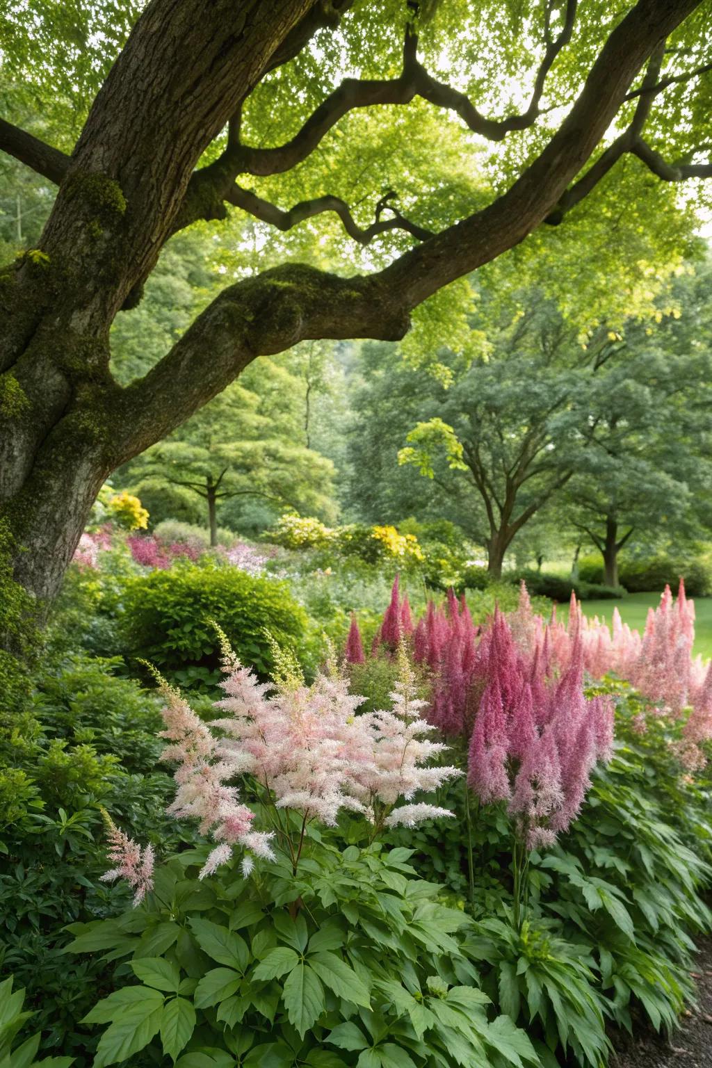 Astilbe's colorful plumes bring vibrancy to shaded gardens.