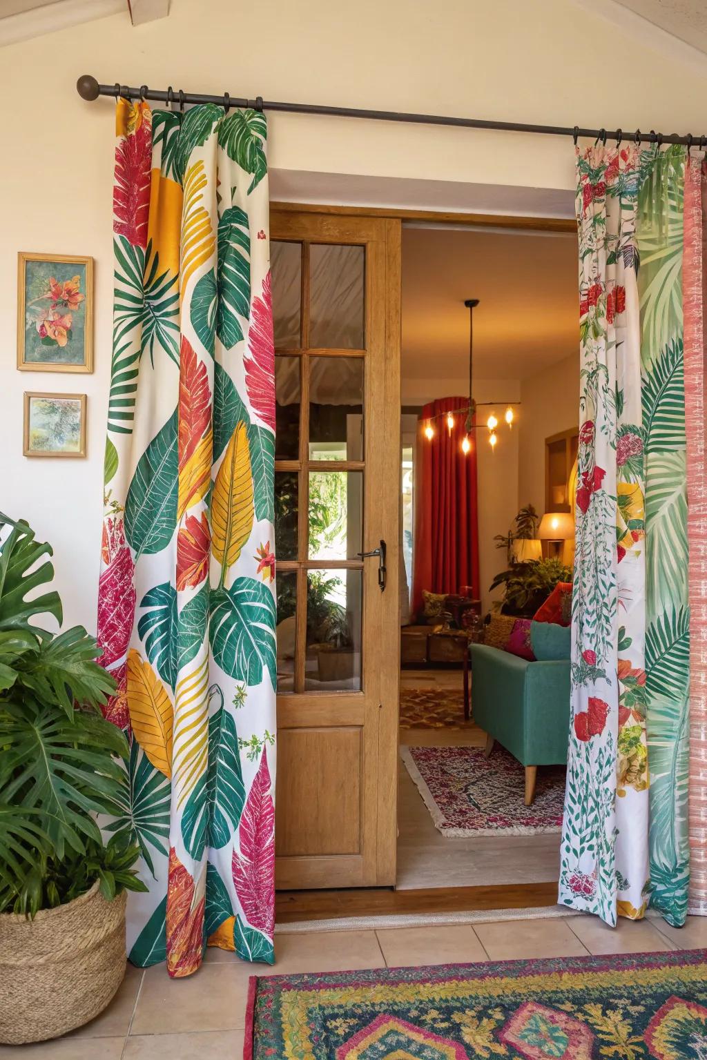 Tropical prints bring a vacation vibe to your home.