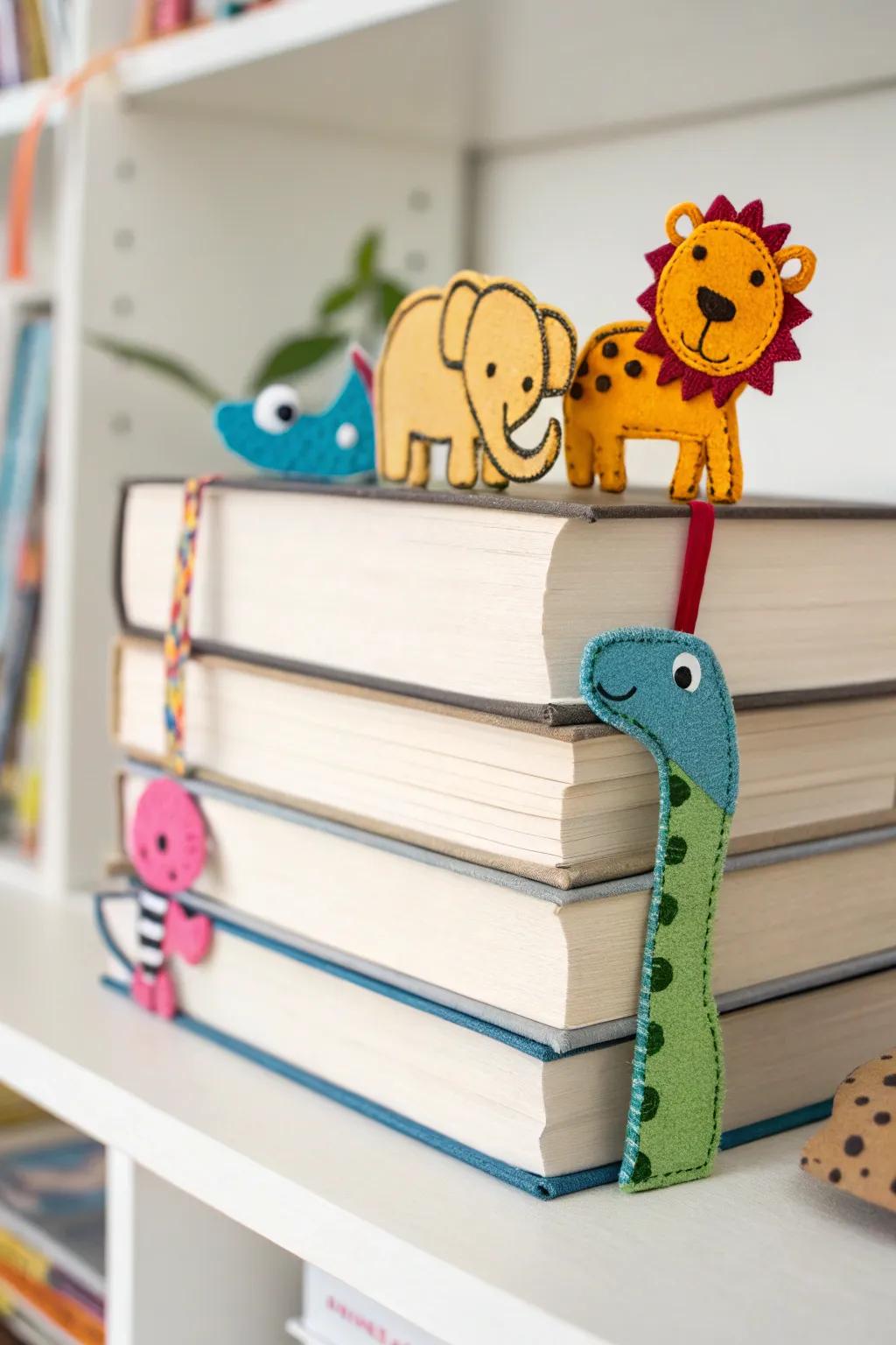 Make your reading fun with these cute felt animal bookmarks.