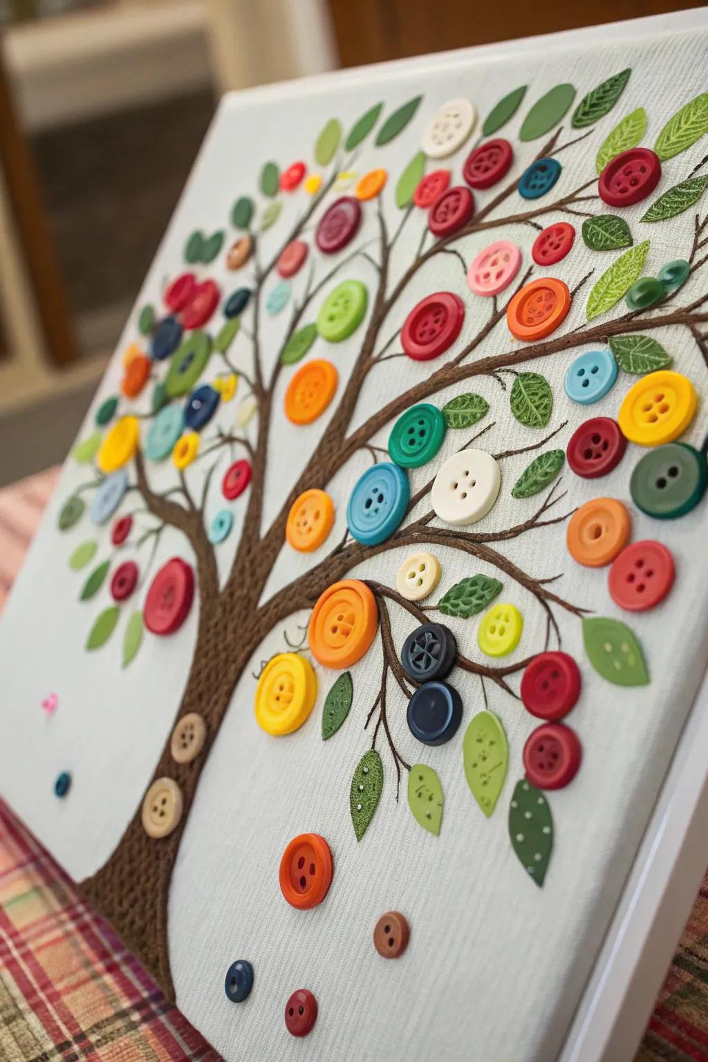 Craft delightful art pieces with an array of buttons.