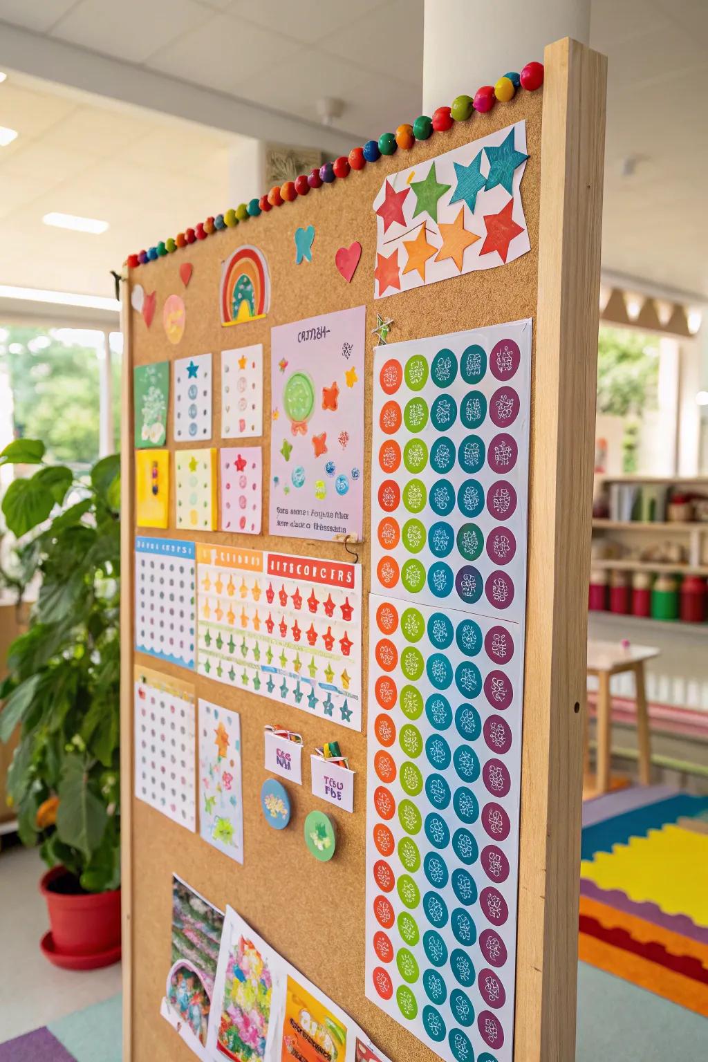 A completed 100-sticker chart.