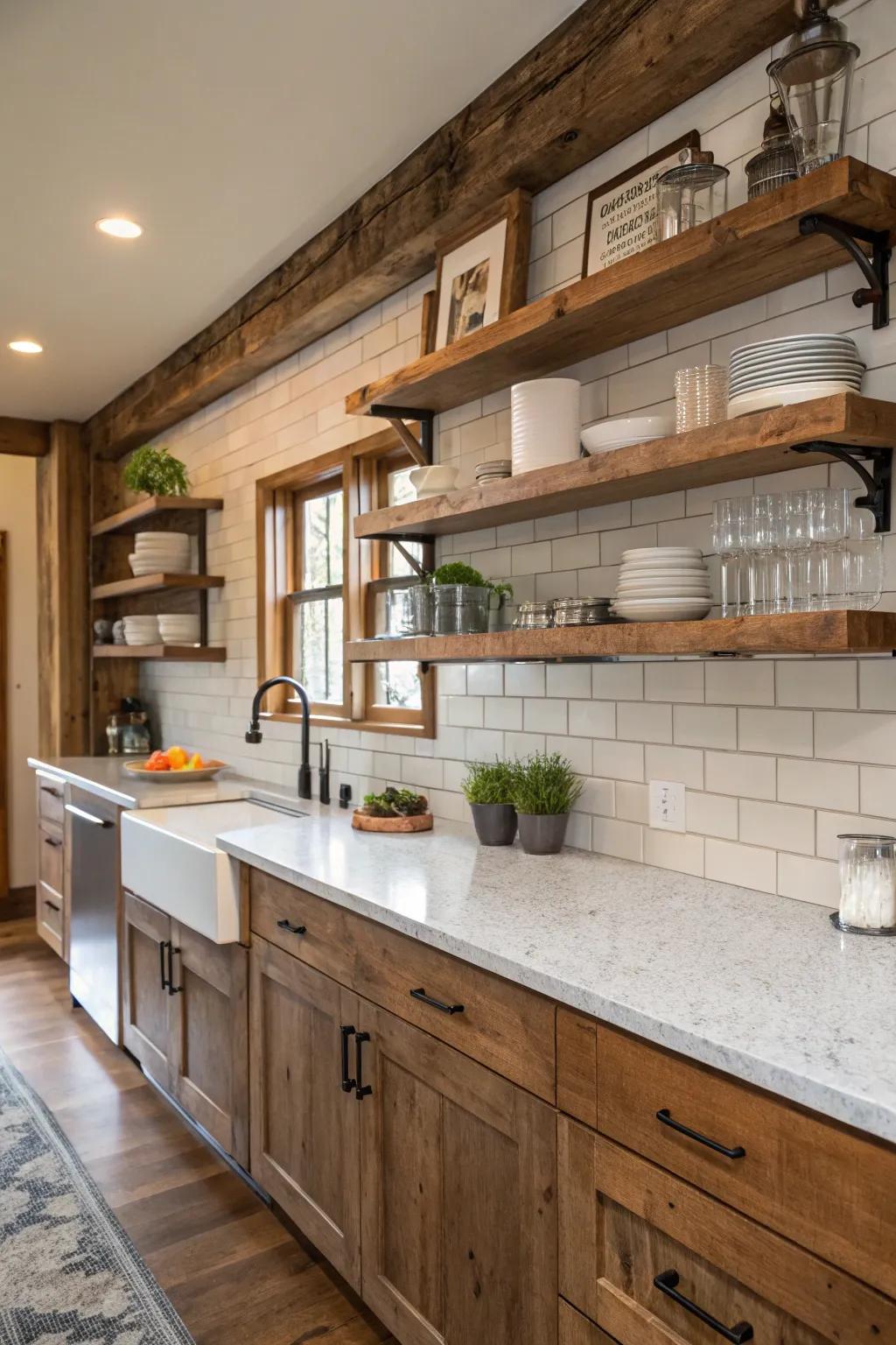 A harmonious mix of textures for a balanced kitchen design.