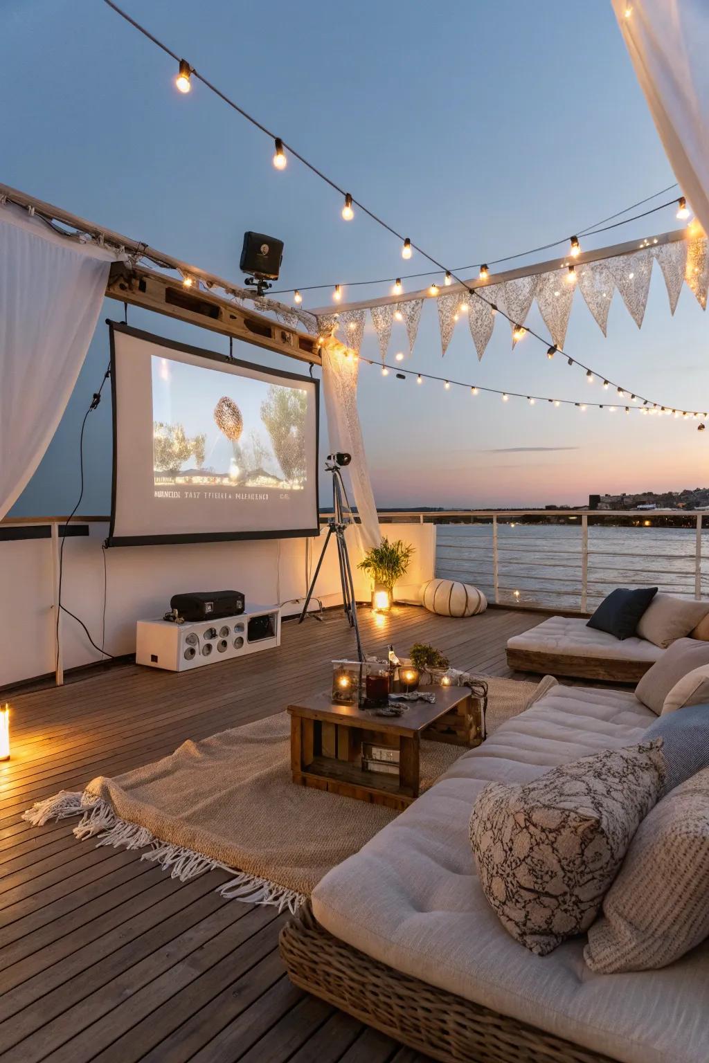 An enchanting deck layout for movie lovers.