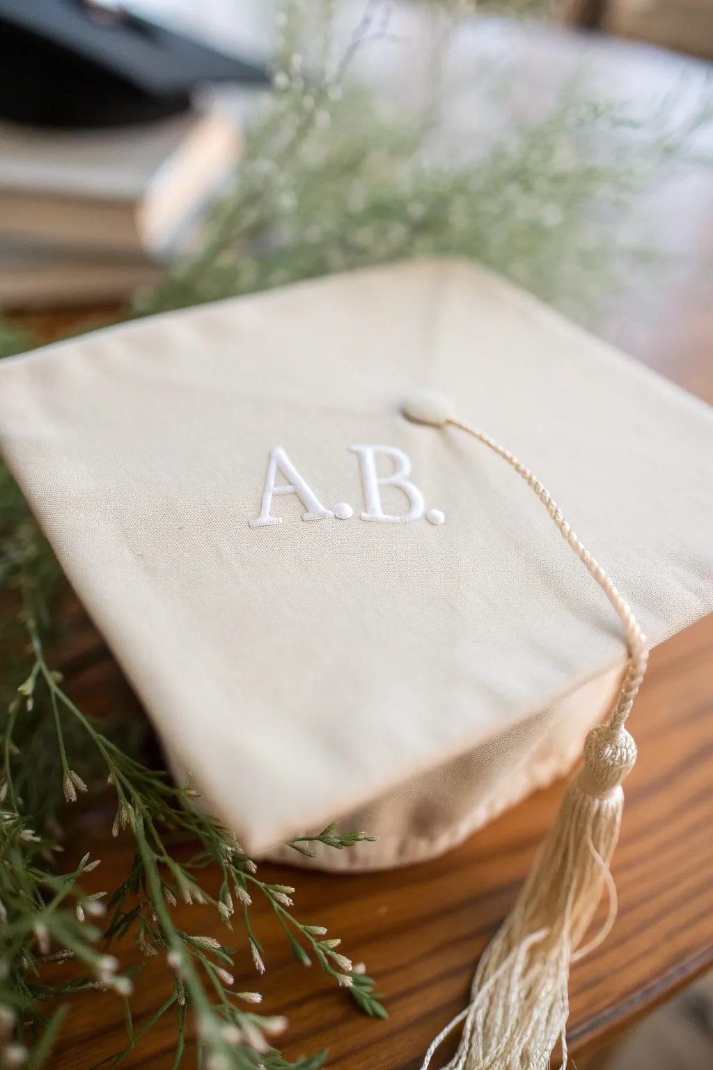 Elevate your graduation look with a timeless touch of elegance. 🌿✨ #MinimalistMonogram