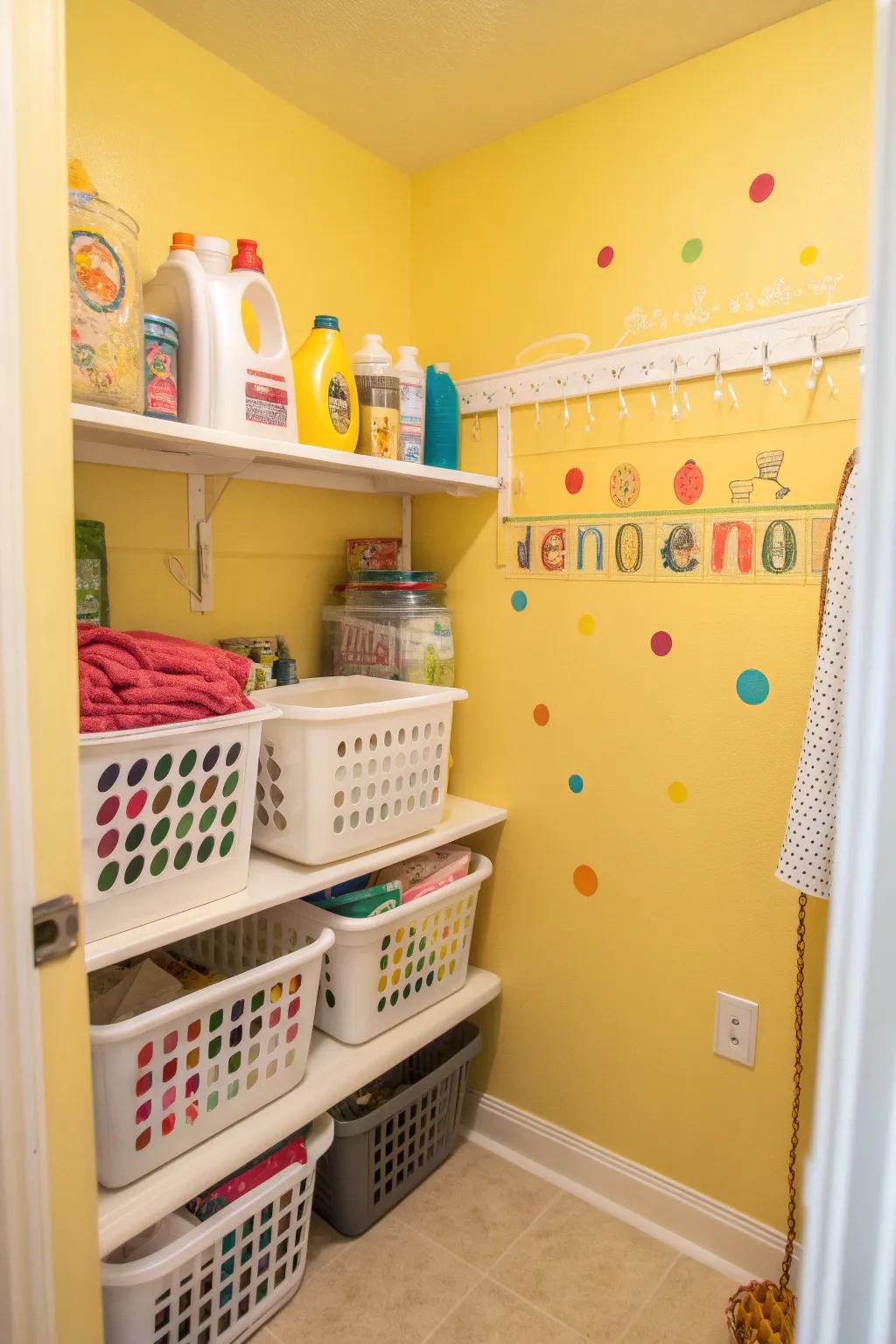 Use color to create a cheerful and inviting laundry space.