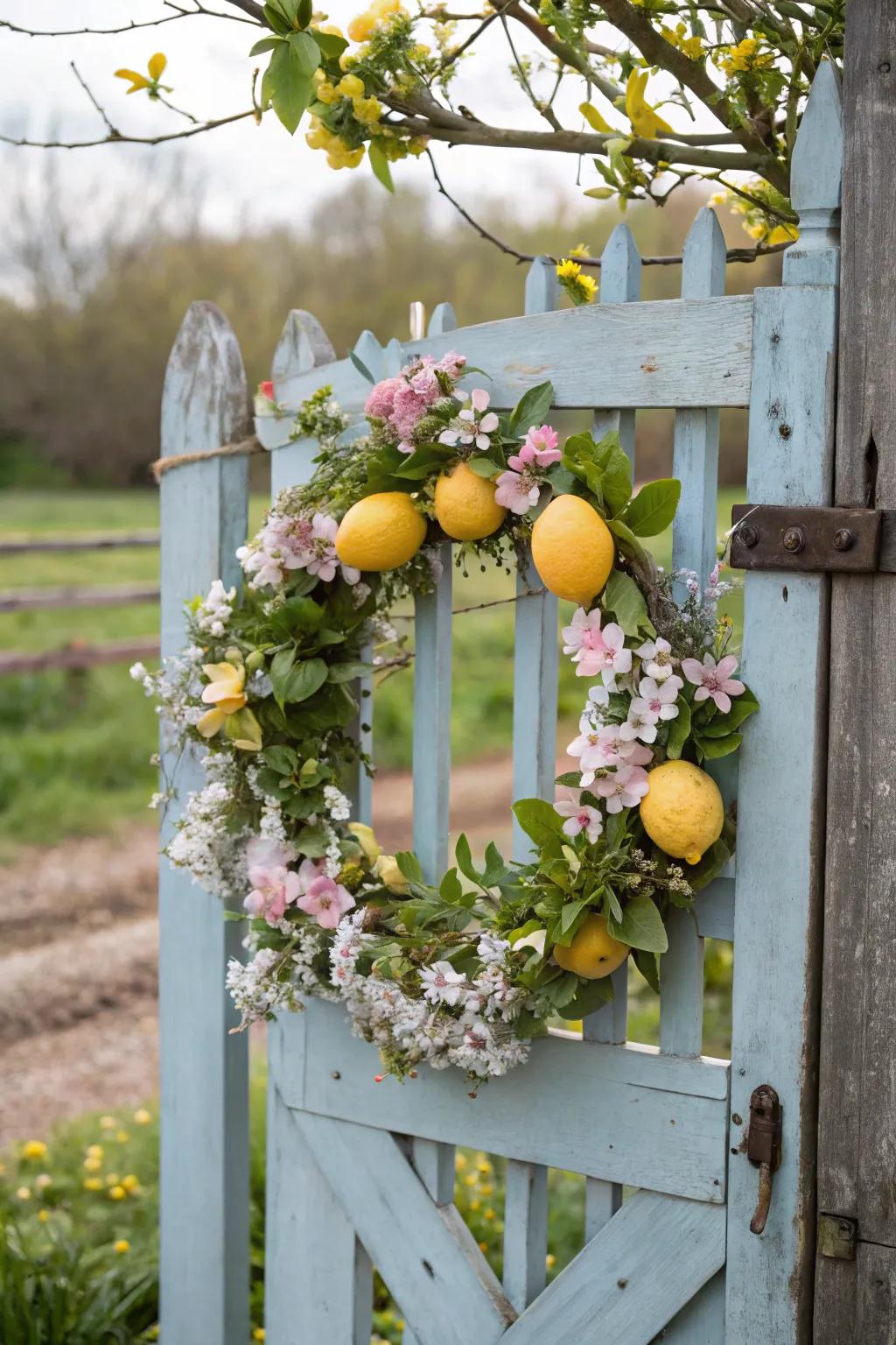 A spring blossom lemon wreath perfect for welcoming the season.