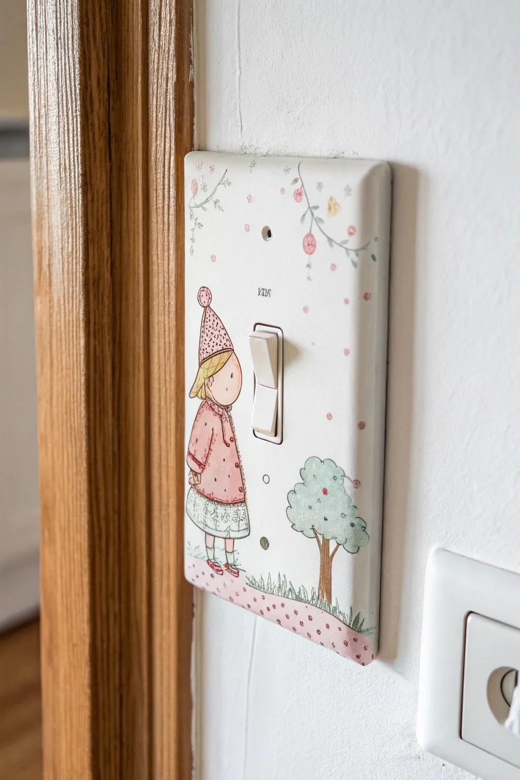 Add a touch of whimsy to your space with a charming cartoon character light switch cover.