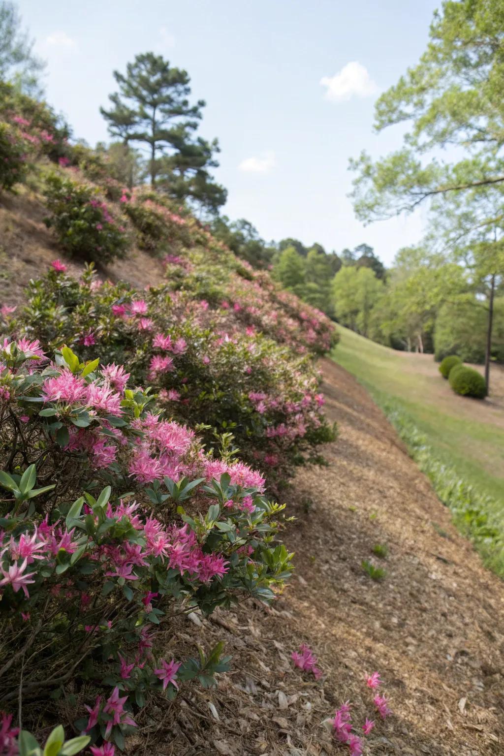 Brighten up slopes with the resilient beauty of loropetalum.