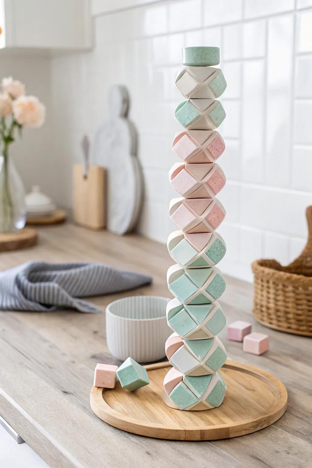 Defy gravity with this enchanting spiral tower crafted from magnetic tiles. Let your creativity soar!