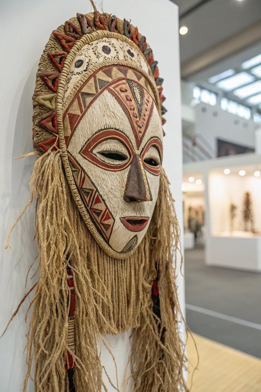 Embrace the elegance of tradition with this stunning cultural festival mask, a perfect blend of simplicity and artistry.