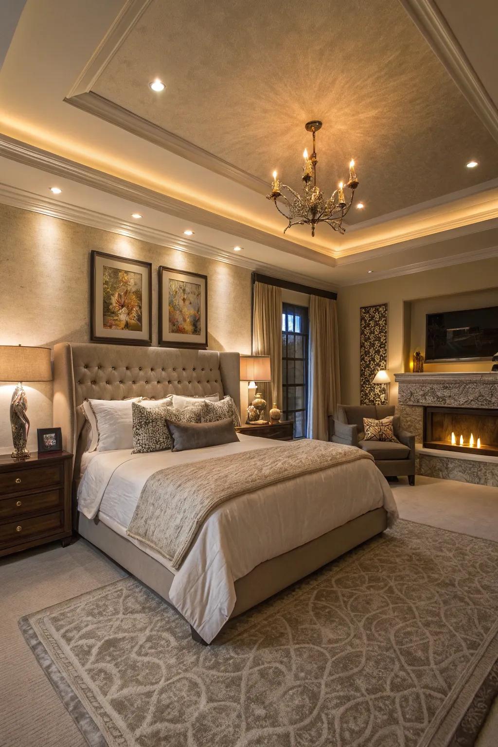 Illuminate your master suite with strategic lighting design.