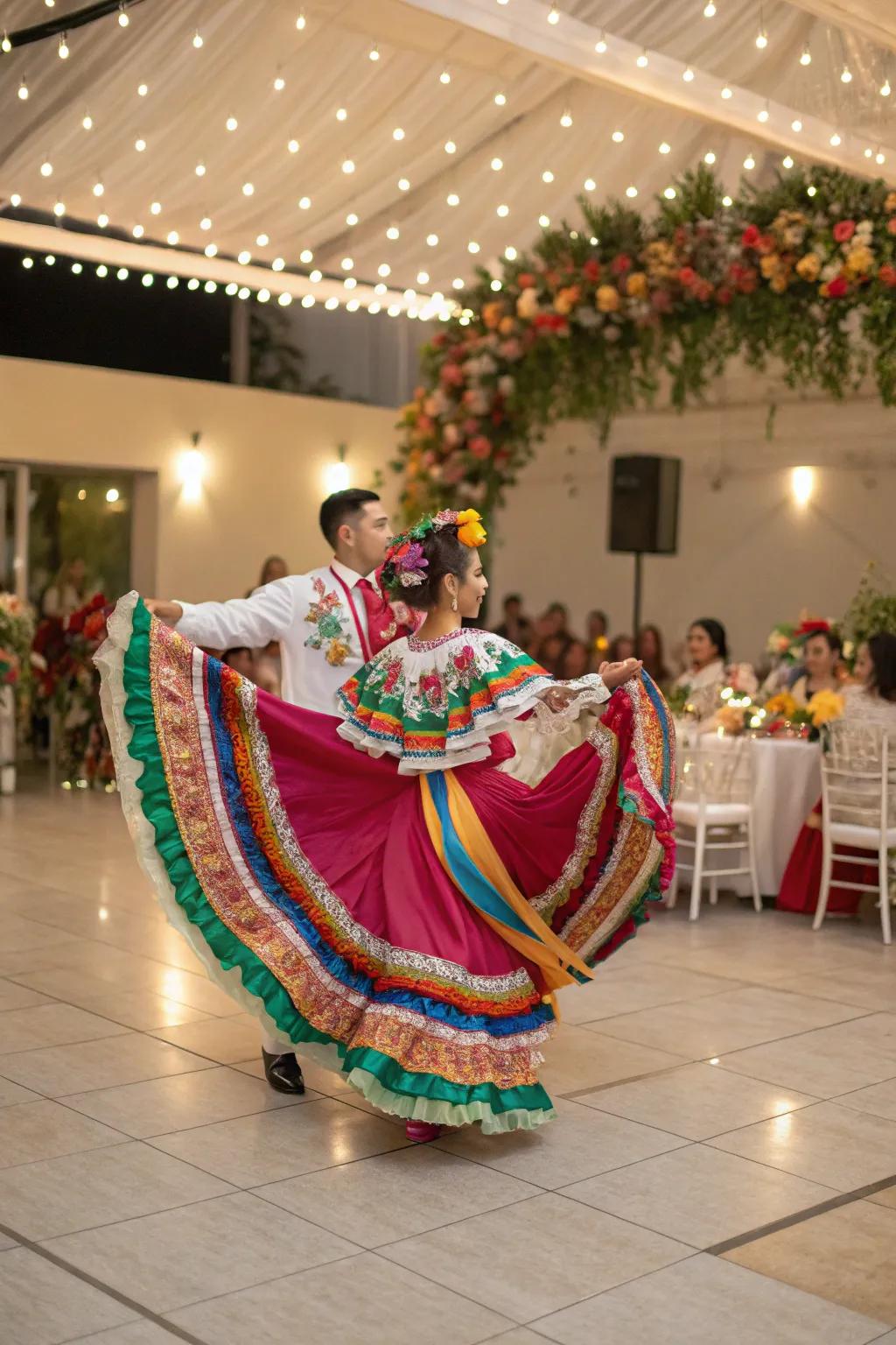 Traditional dancers captivating the audience with their vibrant performance.