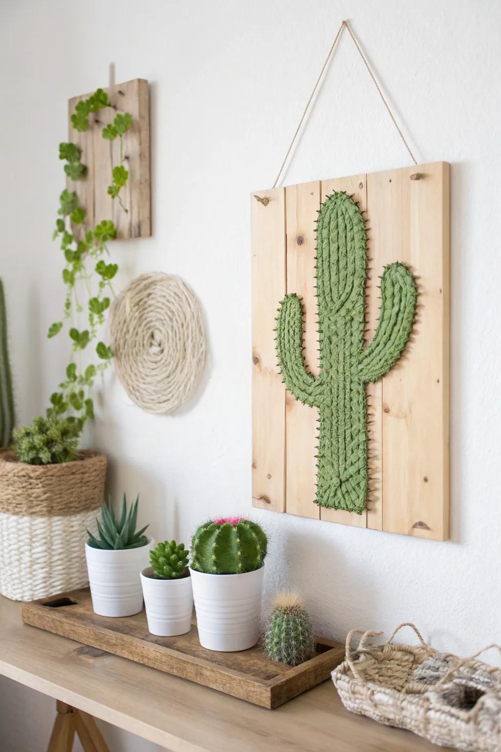 Bring a touch of desert charm to your space with this elegant cactus string art. Perfectly blending minimalist style with boho flair! 🌵✨