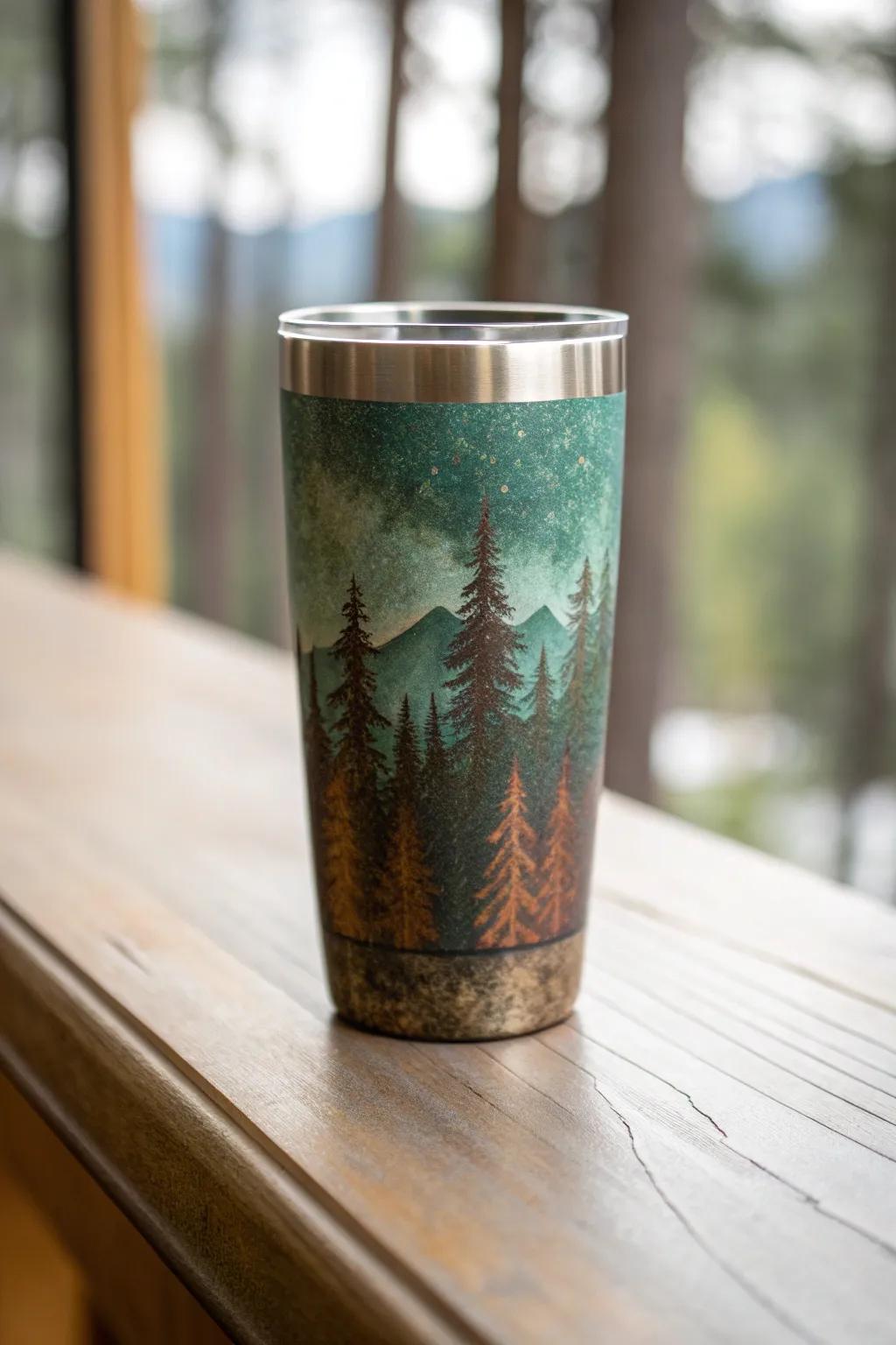 Bring the enchanting allure of the forest to your table with this mystical mica powder tumbler.