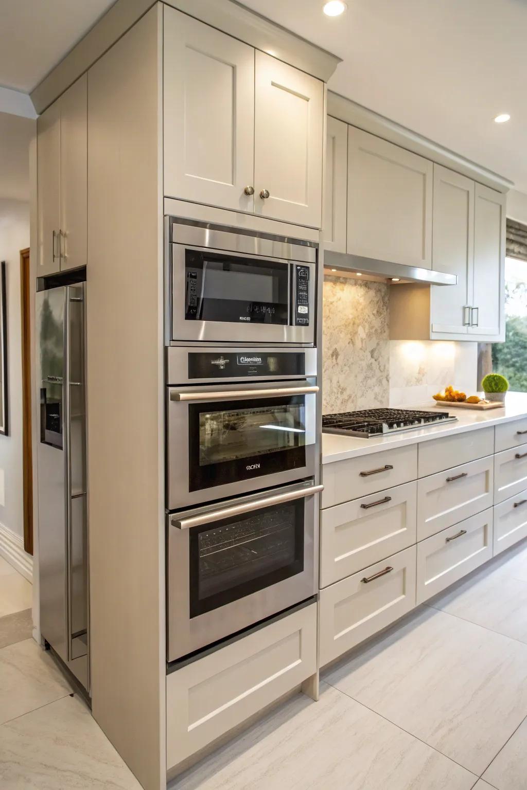 Integrating appliances creates a unified and functional kitchen design.