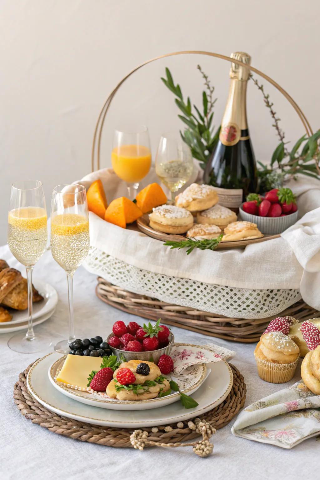 Elegant brunch set to complement your mimosa experience.