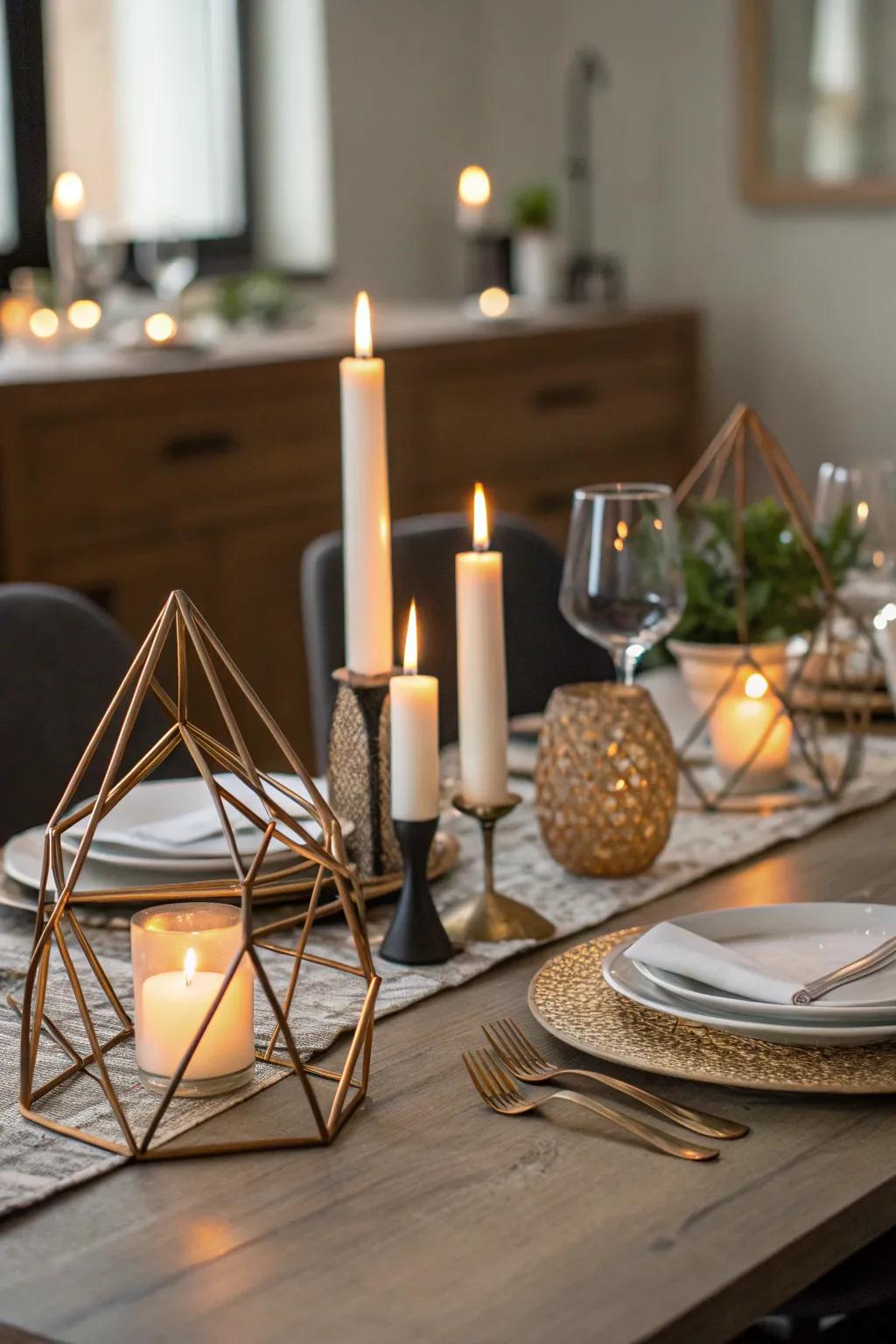 Create a warm ambiance with stylish candle holders.