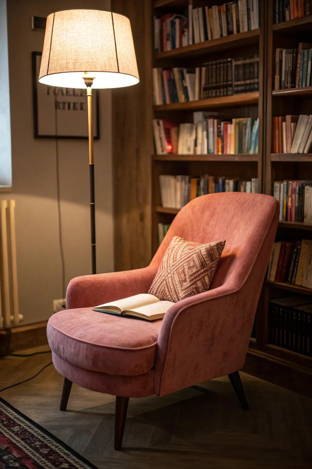 A cozy reading nook inviting you to relax and read.