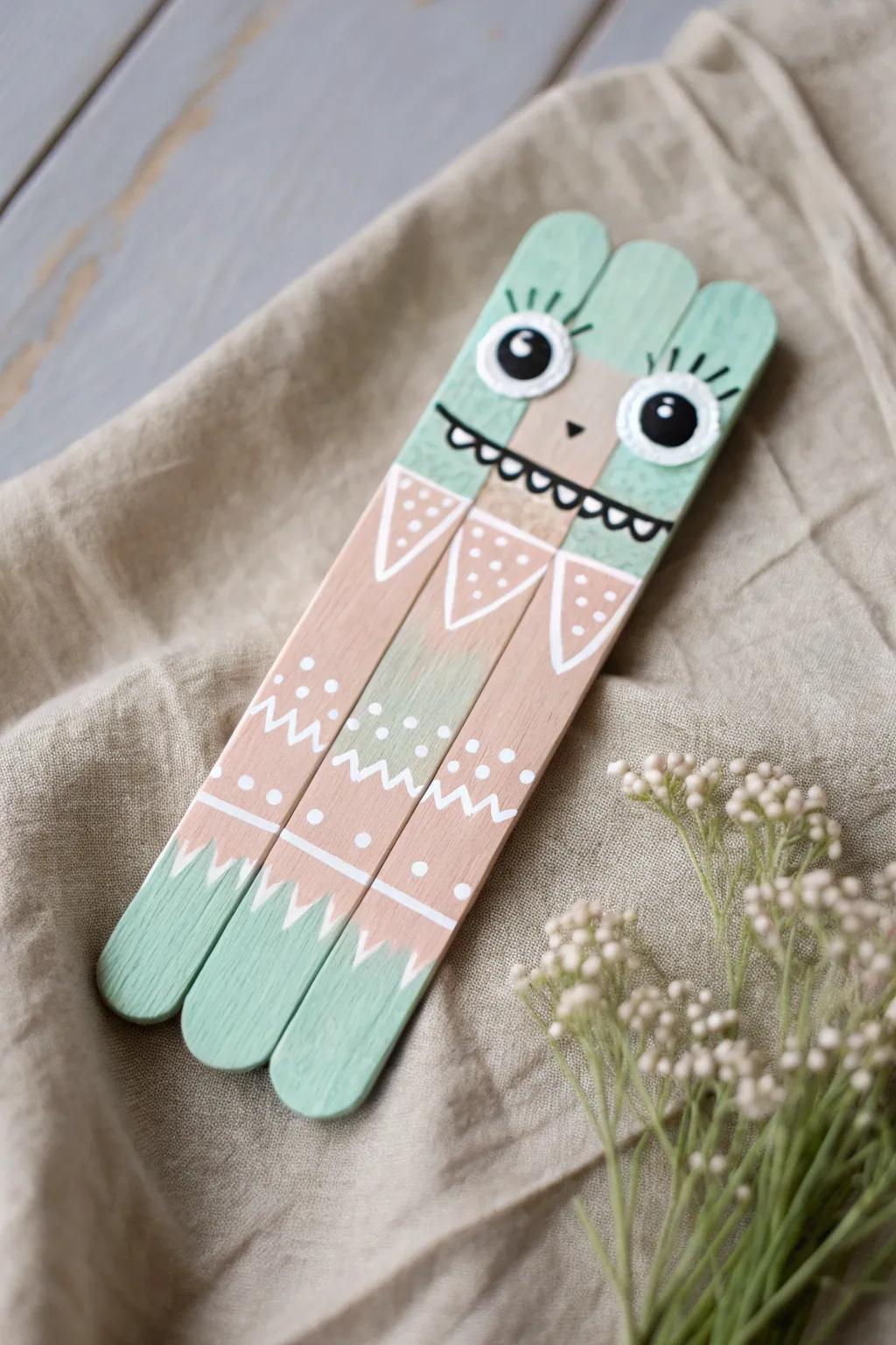 Meet your new DIY buddy: the charming popsicle stick monster! Perfectly blending minimalism with a touch of whimsy.