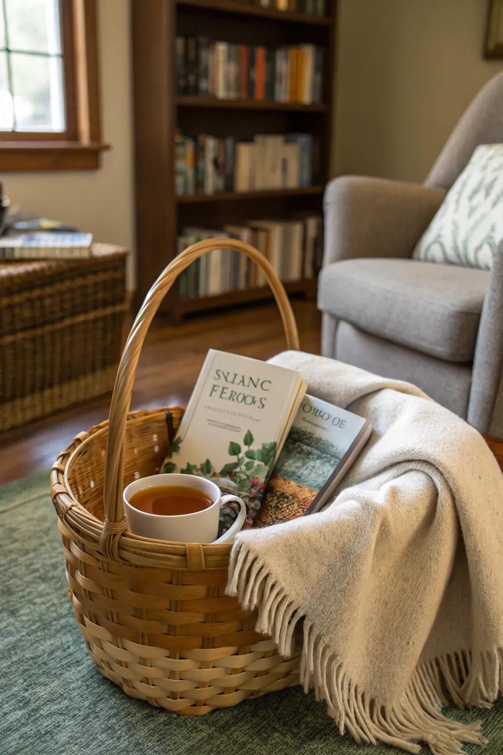 A relaxing reading retreat basket for the book-loving mom.