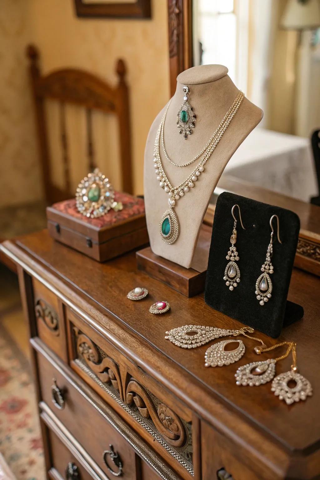 A DIY jewelry stand is a creative way to help mom organize and display her favorite accessories.