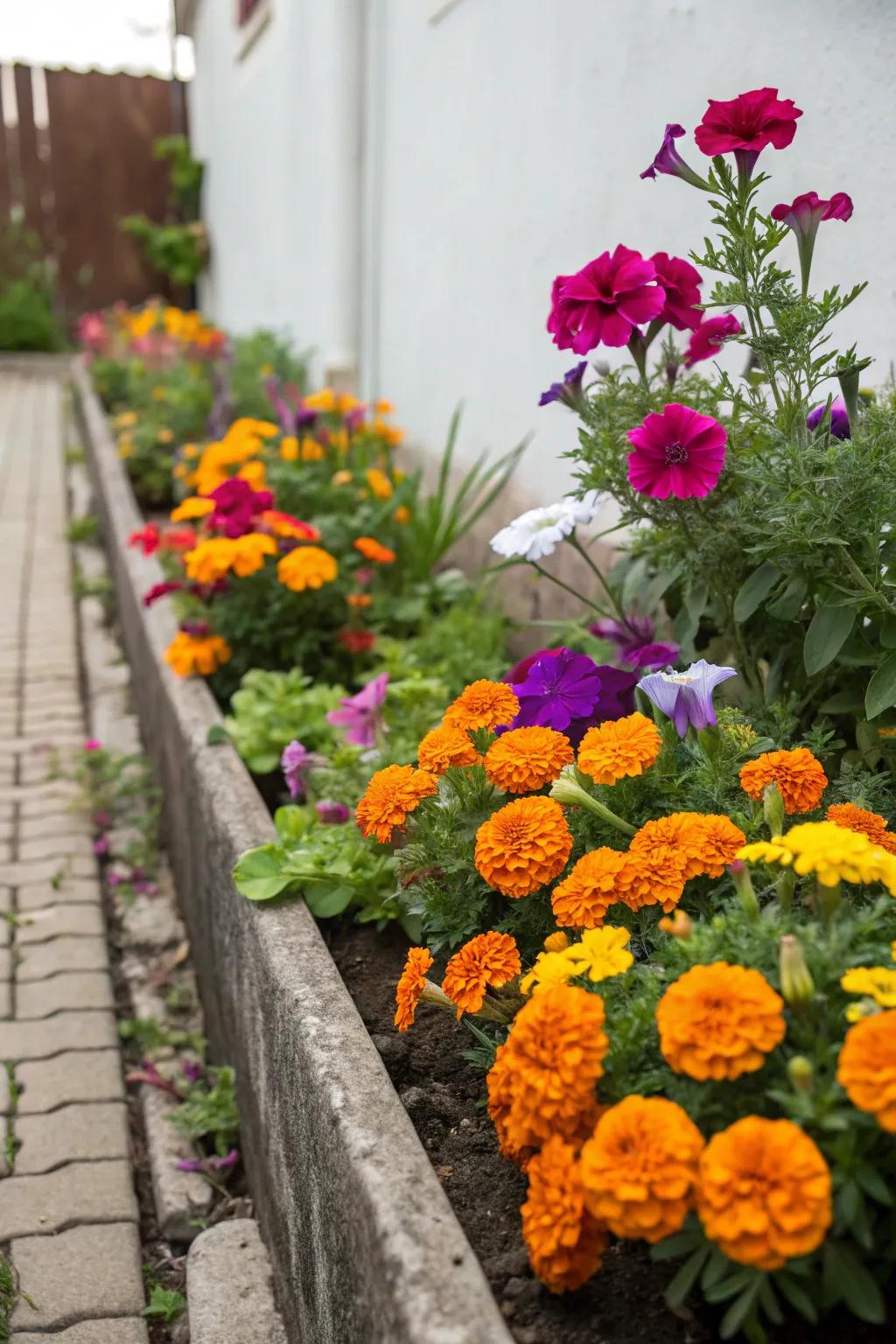 Annuals provide a pop of color to narrow flower beds, keeping them vibrant.