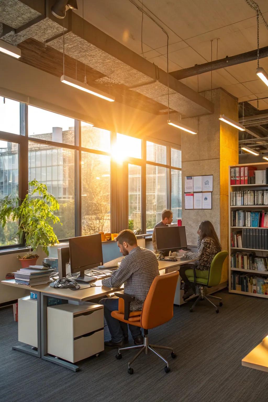 Balanced lighting enhances productivity and comfort in your office.