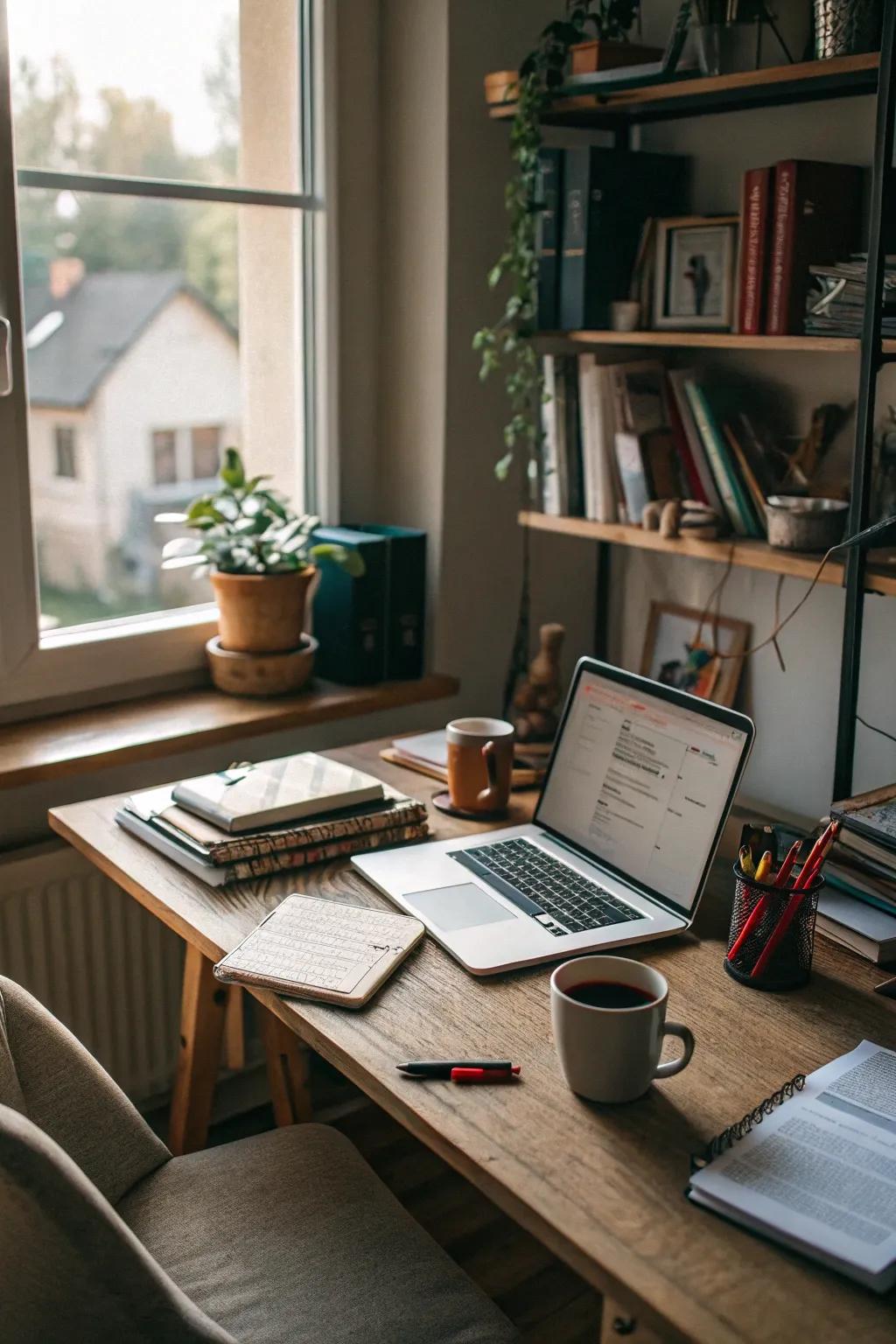 Natural light creates a warm and inviting workspace.