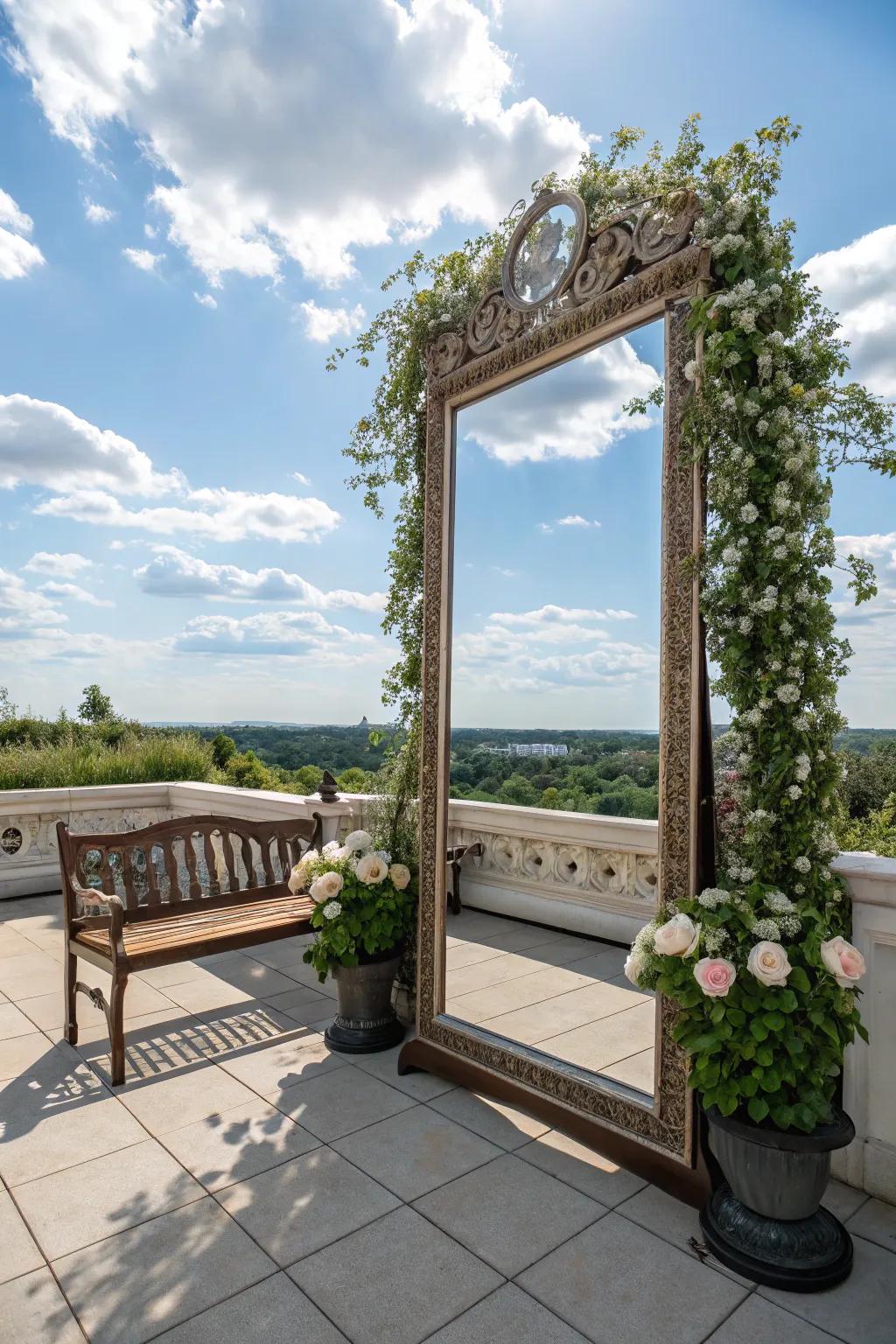 Large mirror enhancing space and light.