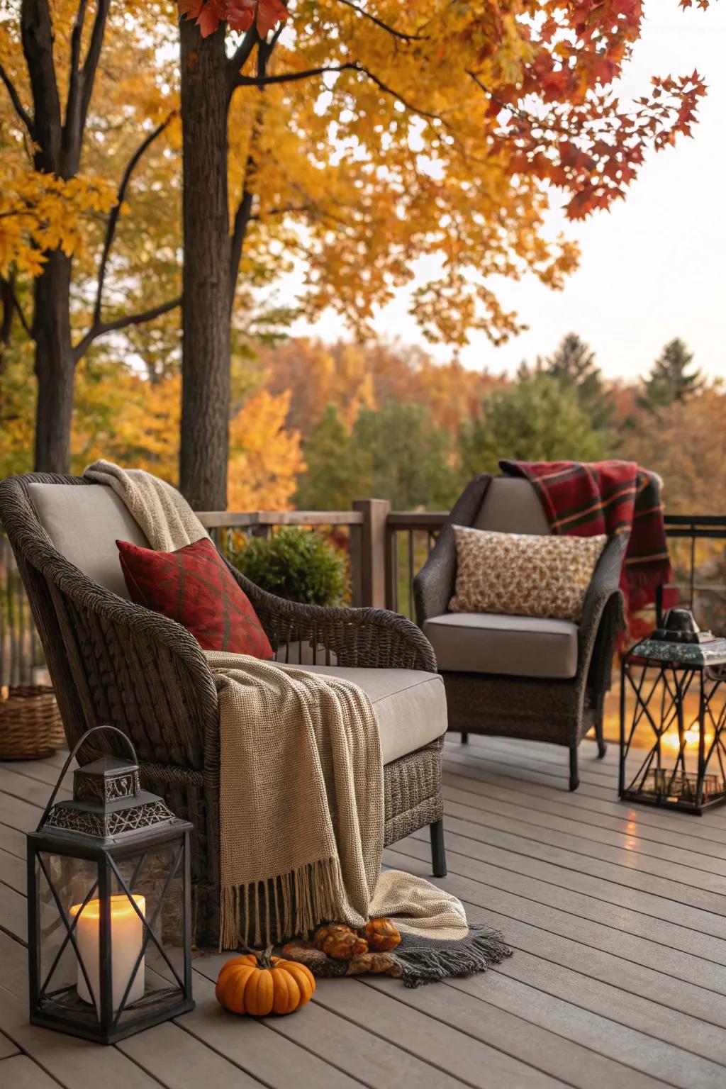 A cozy nook perfect for enjoying crisp autumn nights.