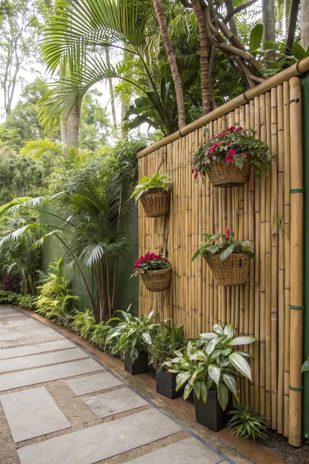 Bamboo panels add a natural, tropical touch.