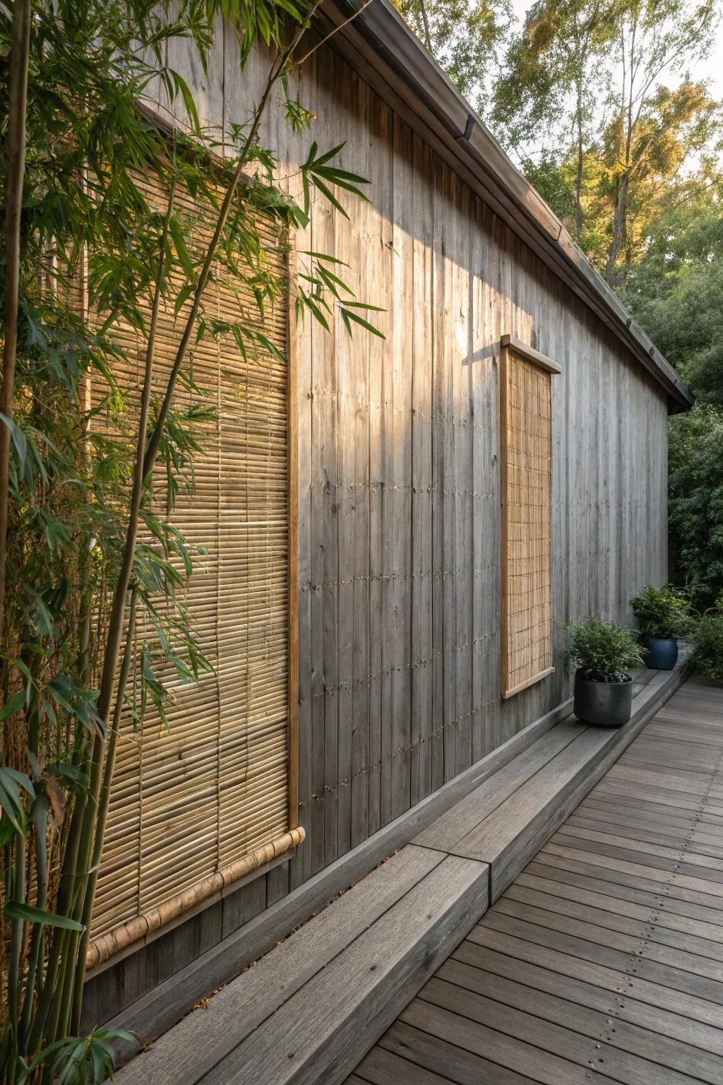 Bamboo screens offer privacy and a tropical touch.