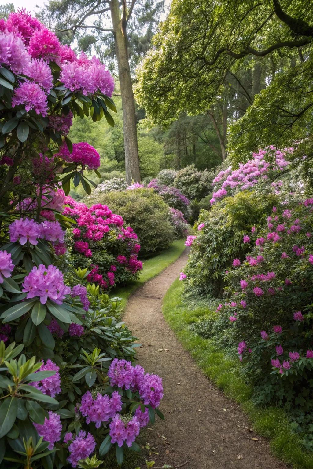 Evergreen shrubs bring structure and vibrant blooms to the garden.