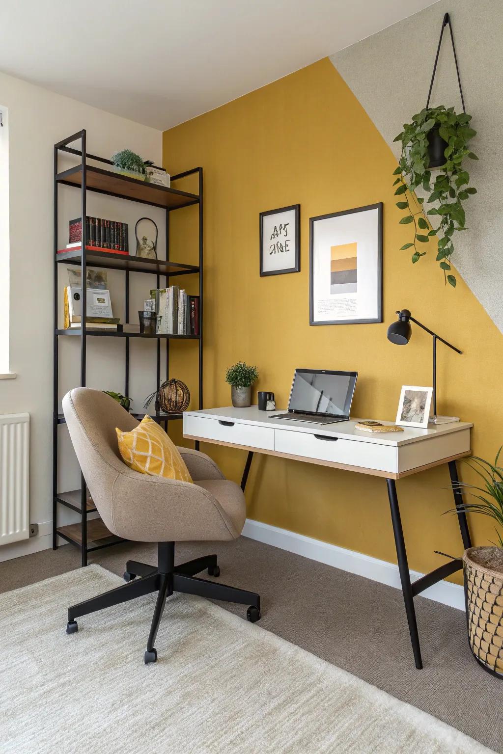 Color-blocking defines and energizes this home office.