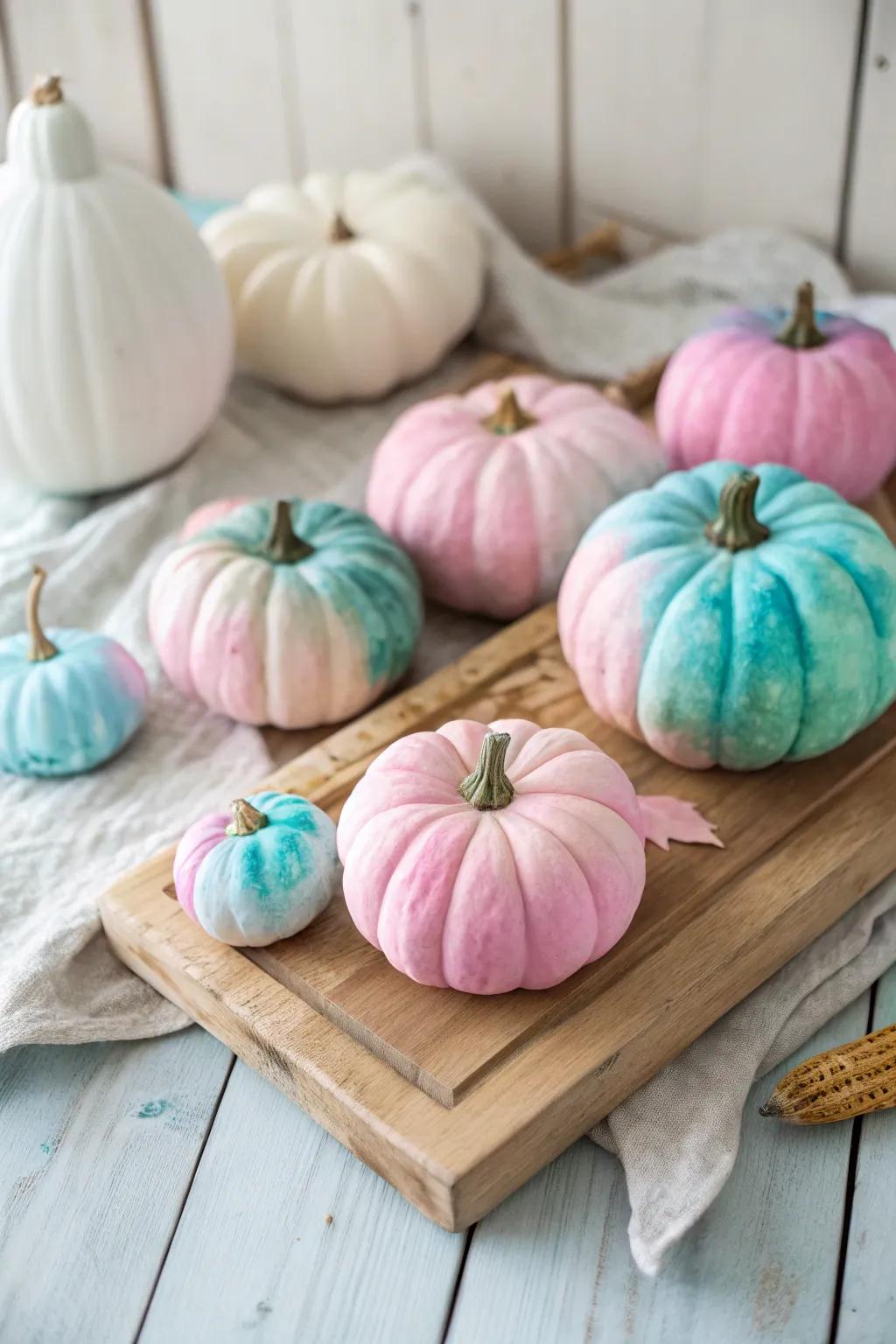 Watercolor pumpkins offer a soft and artistic touch.