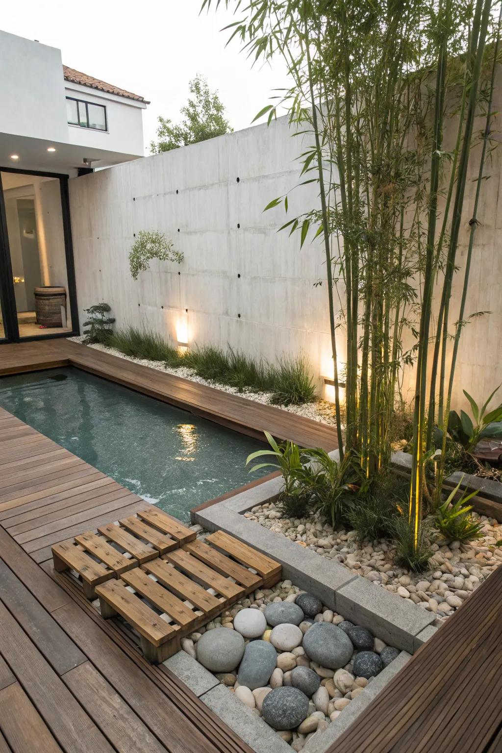 Turn your pool deck into a calming Zen oasis.