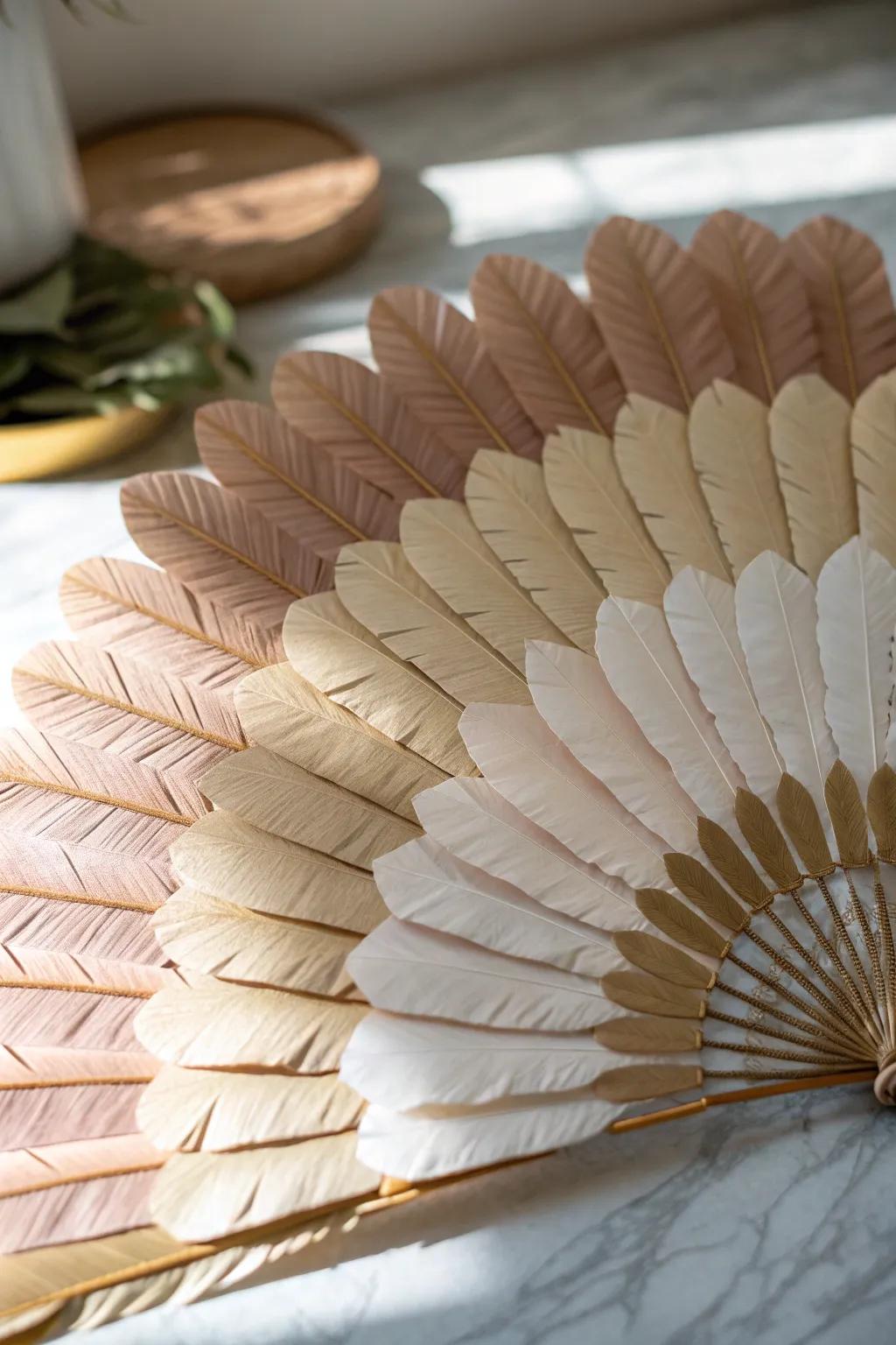 Crafted Elegance: Transform your space with this stunning paper feather turkey tail.