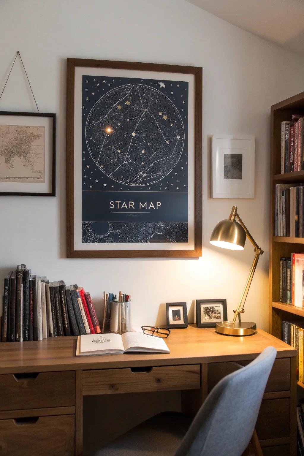 A custom star map captures the beauty of the night sky on a special date.