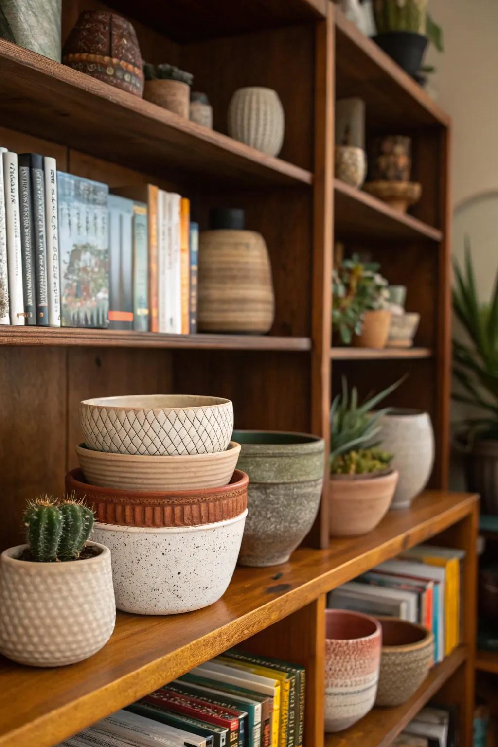 Dynamic pinch pot arrangement with varied sizes.