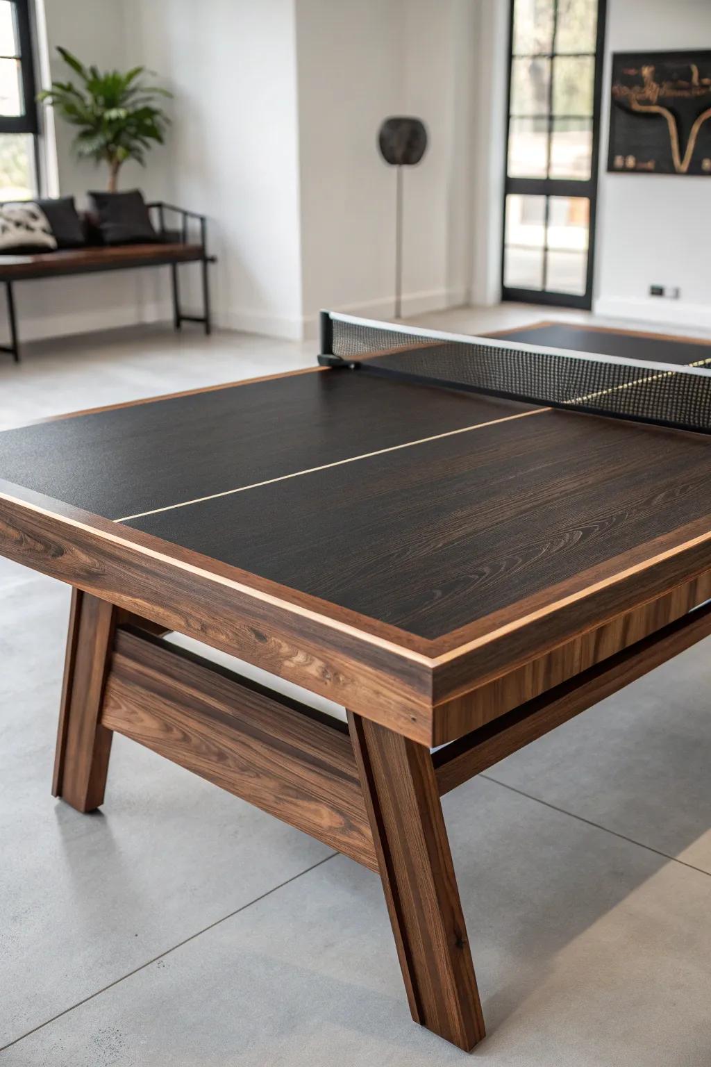 Elevate your game with the timeless elegance of a black walnut ping pong table.