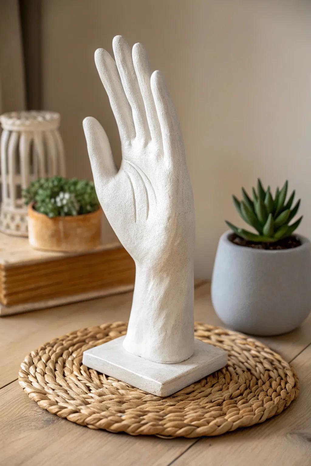 Capture the art of simplicity with DIY plaster hand sculptures, where elegance meets creativity.