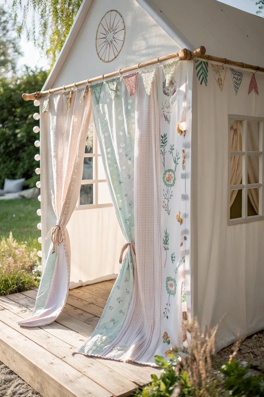 Add a touch of whimsy to your playhouse with dreamy curtains that inspire imagination and play.