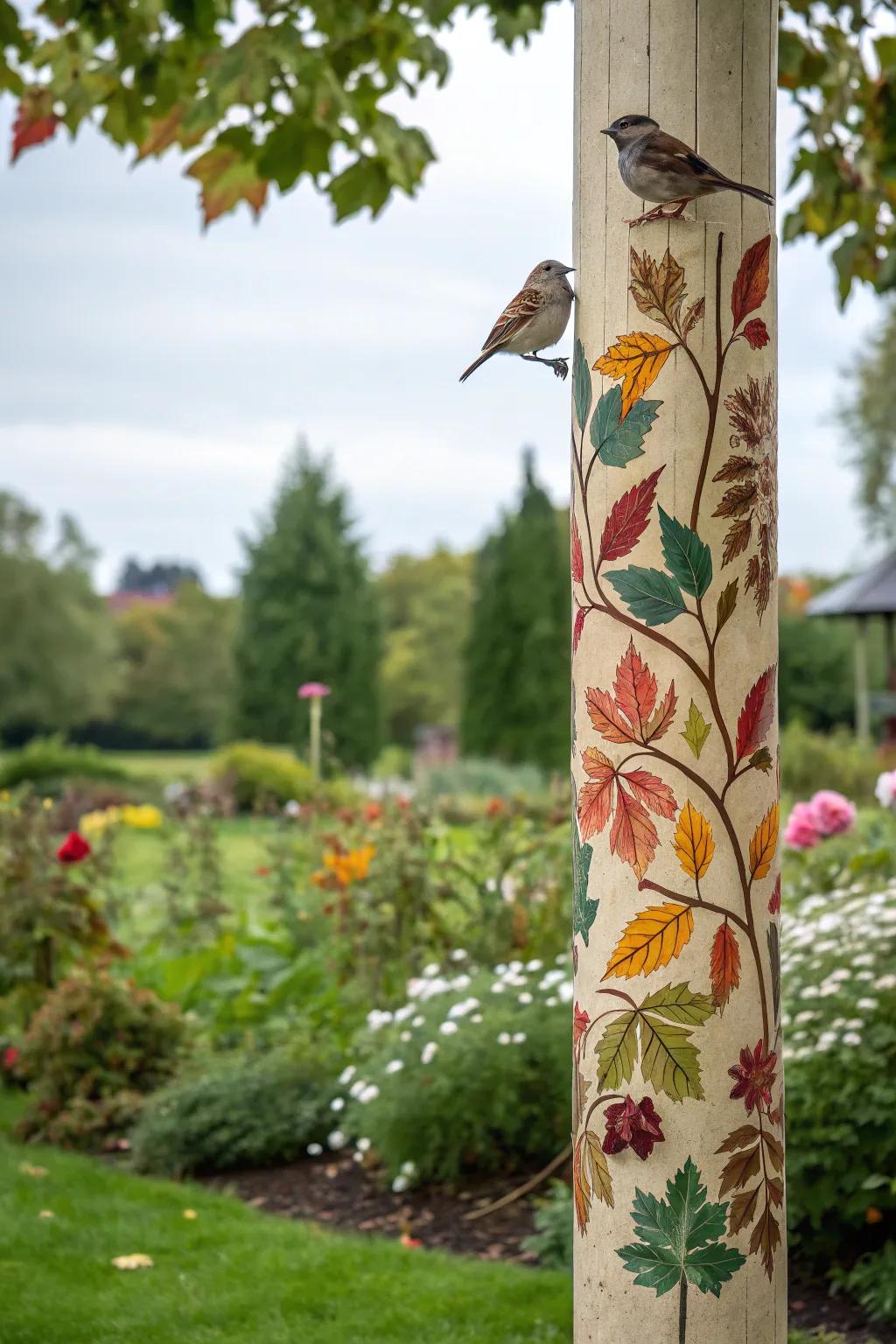 Blend with nature using a beautifully painted wildlife pole.