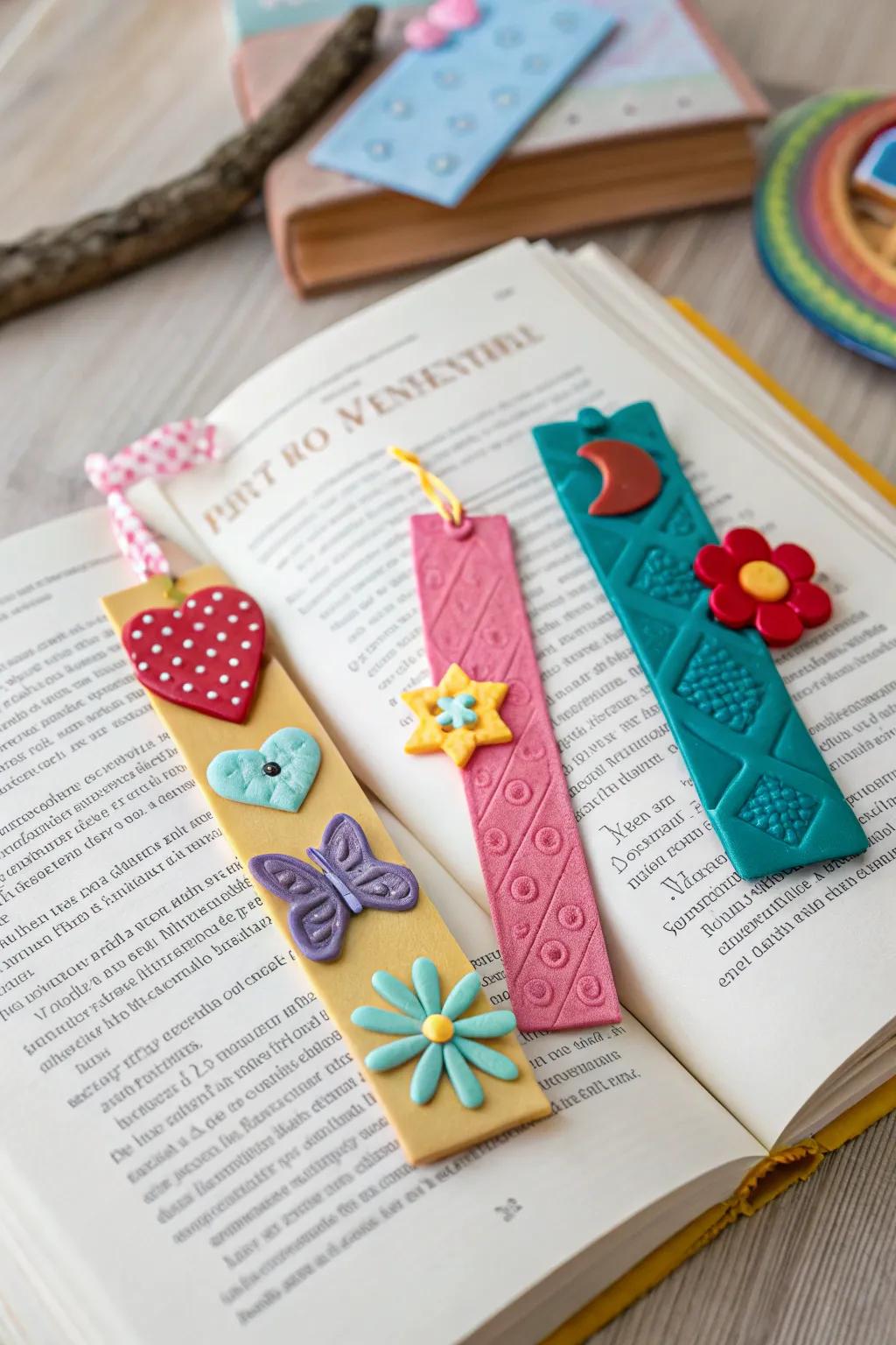 Keep your place in style with bespoke polymer clay bookmarks.