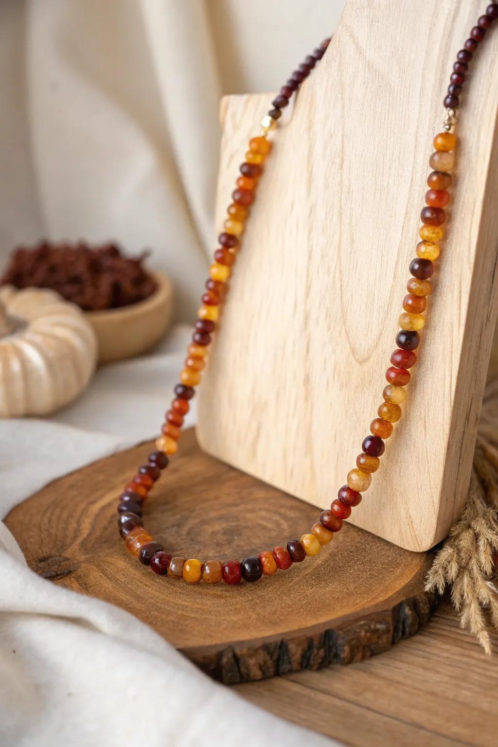 Embrace the warmth of fall with this handcrafted pony bead necklace, a perfect blend of simplicity and seasonal charm.