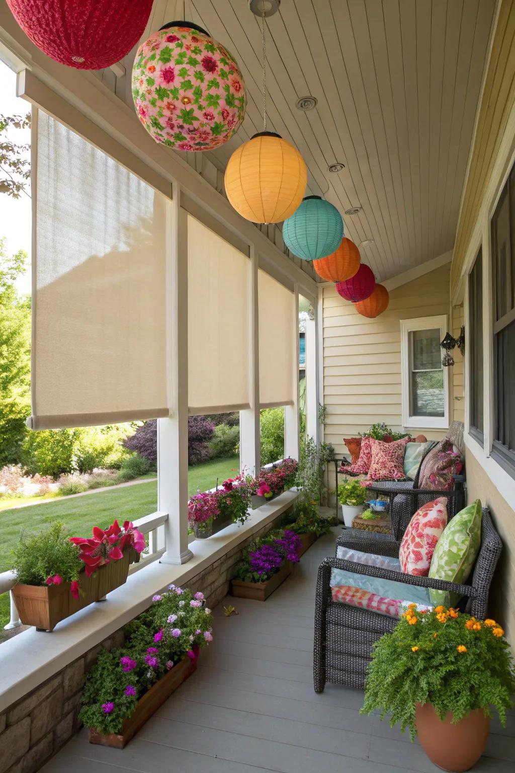 Sun-blocking shades keep your porch cool and protected.